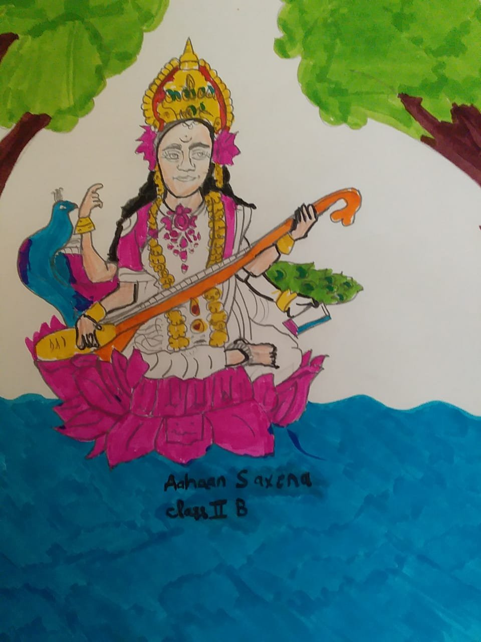 Saraswati Maa Drawing ❤️ (part-iii) #reels #drawing #sketch | Instagram